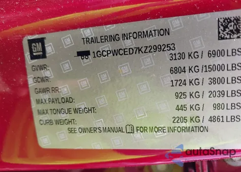 2019 Chevrolet Silverado 1500 Lt from USA, damaged, VIN 1GCPWCED7KZ299253